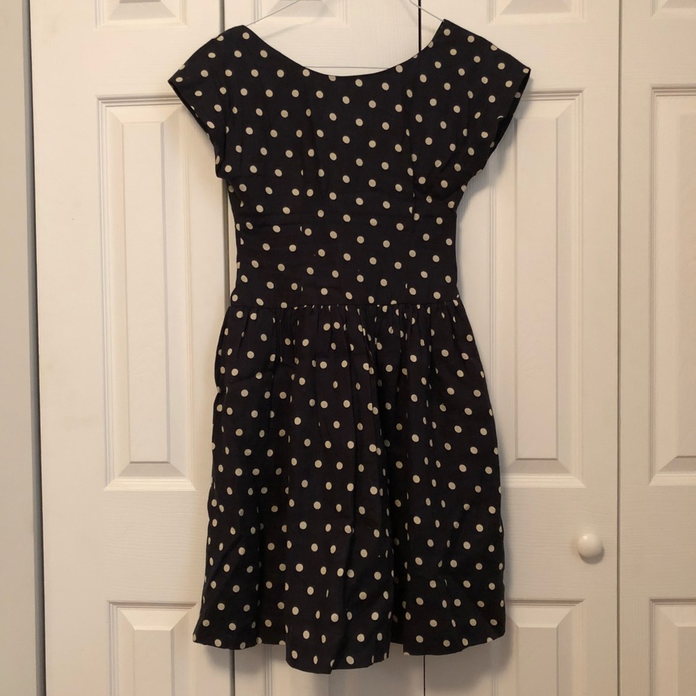 Polka Dot Linen Anthropologie A Line Dress